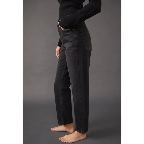 🎉LAST CHANCE🎉 FREE PEOPLE Pacifica Straight Leg Jeans / Worn Black - Picture 3 of 11